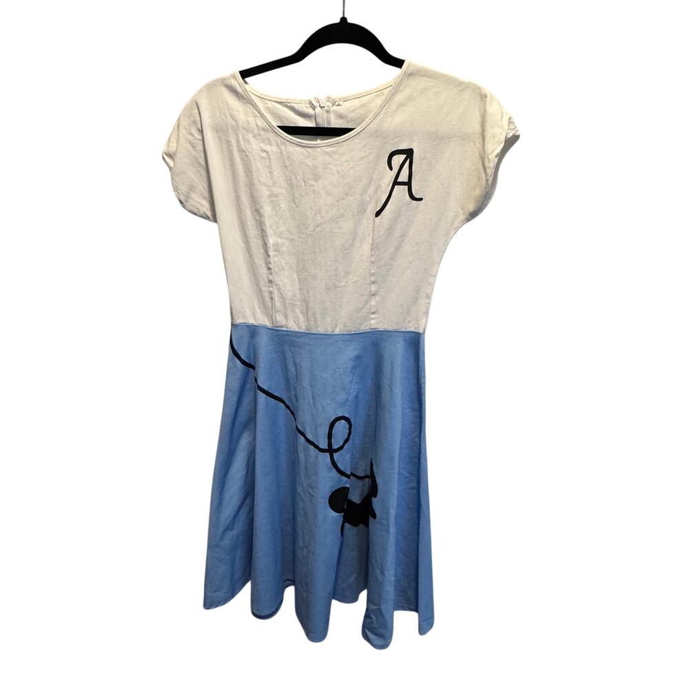 50s Style Laverne Shirley A Monogram Poodle Skirt Dress Blue Small Costume